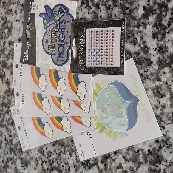 Iron ons variety pack flag bling, disney,rainbow x3, earth - Picture 1 of 5